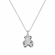 Load image into Gallery viewer, Sterling Silver Rhodium Plated Diamond Cut Dainty Teddy Bear Pearl Necklace