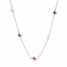 Load image into Gallery viewer, Sterling Silver Rhodium Plated Enamel Multi Color Butterfly Necklace