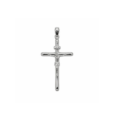 Sterling Silver Rhodium Plated Classic Jesus Crucifix Cross Pendant