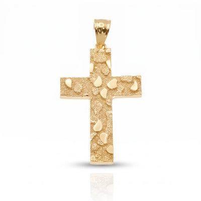Sterling Silver Gold Plated Nugget Crucifix Pendant
