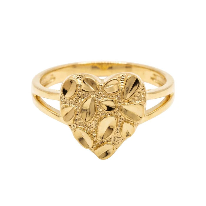 Sterling Silver Gold Plated Heart Nugget Ring