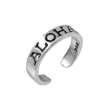 Load image into Gallery viewer, Sterling Silver Aloha Engraved Adjustable Toe Ring