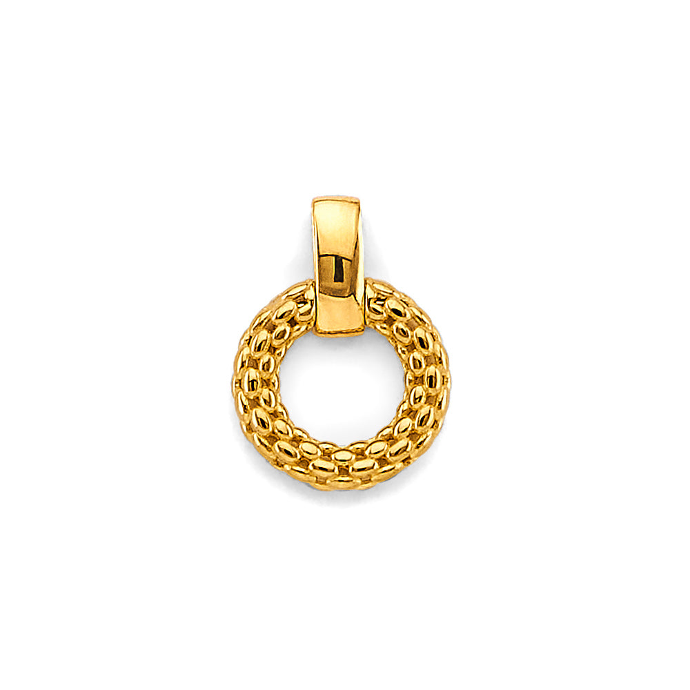 14K Yellow Gold Fancy Round Mesh Design Pendant
