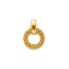 14K Yellow Gold Fancy Round Mesh Design Pendant