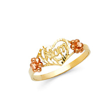 Load image into Gallery viewer, 14k Gold Two Tone Mom Heart Ring, Width 7mm