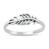 Sterling Silver Oxidized And Polished 6.3mm Feather Ring