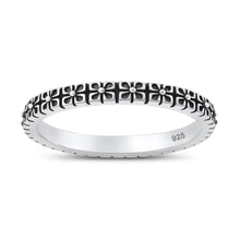 Load image into Gallery viewer, Sterling Silver Oxidized And Polished 2.2mm Flower Band Ring