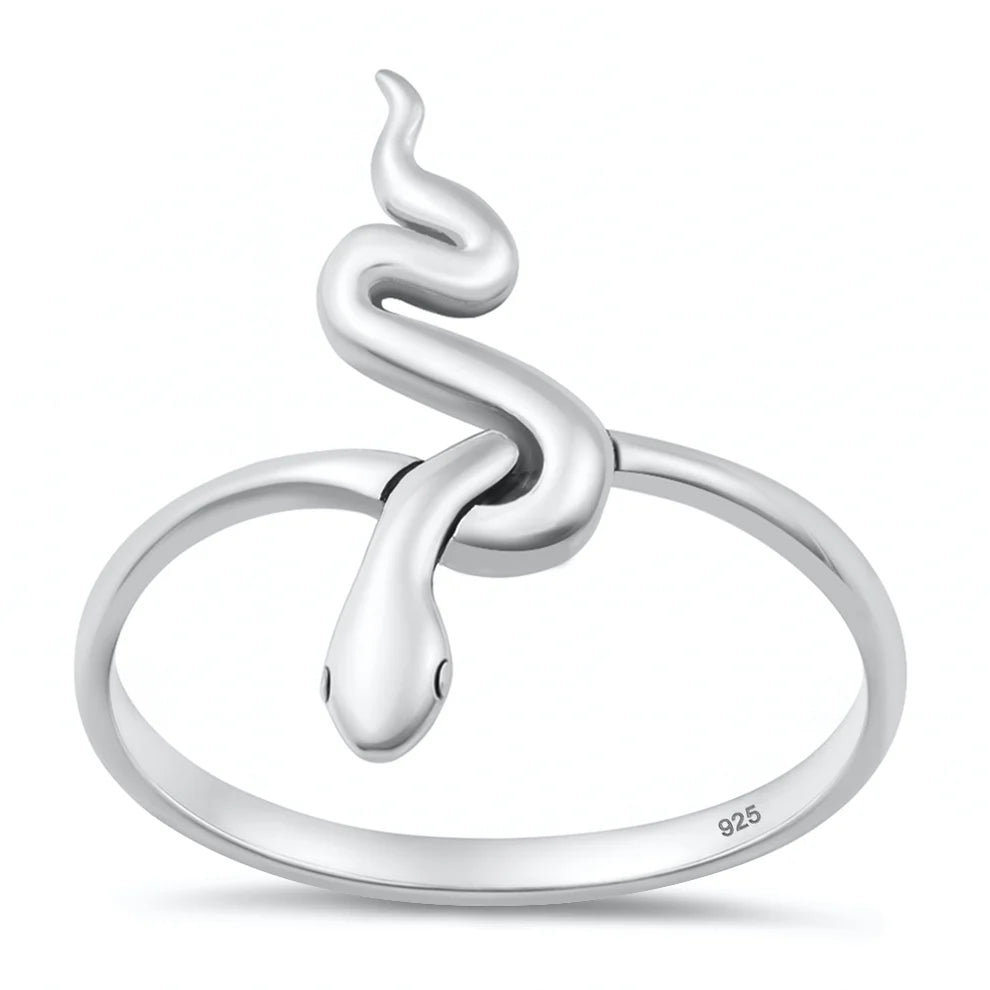 Sterling Silver Oxidized And Polished 22.6mm Snake Ring