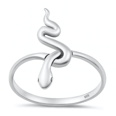Sterling Silver Oxidized And Polished 22.6mm Snake Ring