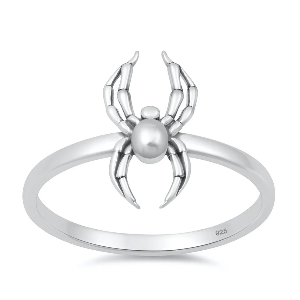 Sterling Silver Oxidized And Polished 14.6mm Spider Ring