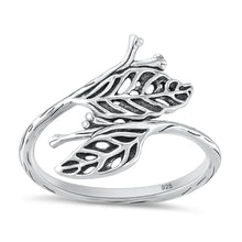 Load image into Gallery viewer, Sterling Silver Oxidized And Polished 17mm Leaves Ring