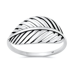 Sterling Silver Oxidized And Polished 12.8mm Leaf Ring