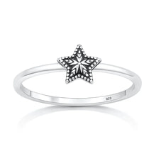 Load image into Gallery viewer, Sterling Silver Oxidized And Polished 6.5mm Star Ring