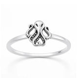 Sterling Silver Oxidized And Polished 8.7mm Octopus Ring