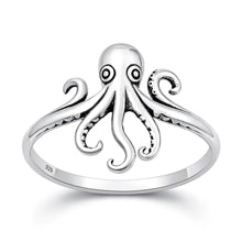 Load image into Gallery viewer, Sterling Silver Oxidized And Polished 9.5mm Octopus Ring