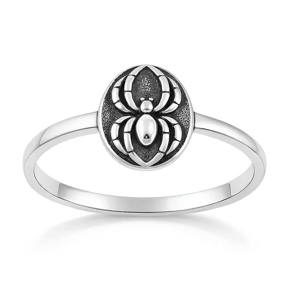 Sterling Silver Oxidized And Polished Oval Spider Ring