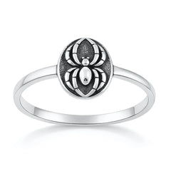 Sterling Silver Oxidized And Polished Oval Spider Ring