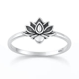 Sterling Silver Oxidized And Polished 9.5mm Lotus Ring