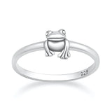 Sterling Silver Oxidized And Polished Hanging Frog Ring