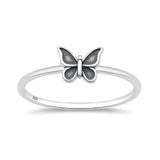 Sterling Silver Oxidized And Polished 6.6mm Butterfly Ring