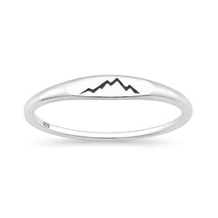Sterling Silver Oxidized And Polished Signet Mountains Ring
