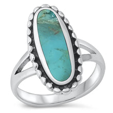 Load image into Gallery viewer, Sterling Silver With Stabilized Turquoise Cubic Zirconia Stone RingAnd Face Height 22mmAnd Band Width 2mm