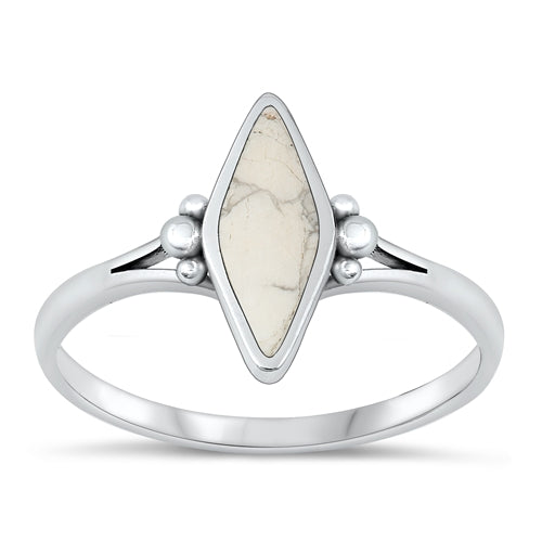 Sterling Silver Oxidized White Buffalo Turquoise Ring