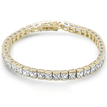 Load image into Gallery viewer, Sterling Silver Yellow Gold Plated 4mm Square Bezel Set Cubic Zirconia Bracelet