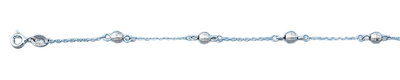 Sterling Silver Rhodium Plated Beads Anklet