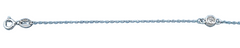 Sterling Silver Rhodium Plated Round Cross CZ Anklet Length-9+1inches