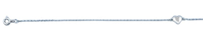 Sterling Silver Rhodium Plated Heart Anklet