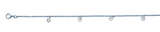 Sterling Silver Rhodium Plated Hanging Round Clear CZ Anklet Length-9+1inches Extension, CZ Charm-3.7mm