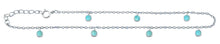 Load image into Gallery viewer, Sterling Silver Rhodium Plated Round Turquoise Stone Anklet