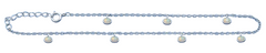 Sterling Silver Rhodium Plated Hanging Oval White Lab Opal Anklet Length-9+1inches Extension