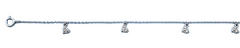 Sterling Silver Rhodium Plated Hearts Clear CZ Anklet