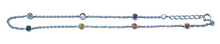 Load image into Gallery viewer, Sterling Silver Rhodium Plated Round Multi Colored CZ Anklet Length-9+1inches Extension