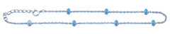 Sterling Silver Rhodium Plated Oval Blue Lab Opal Anklet