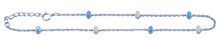 Load image into Gallery viewer, Sterling Silver Rhodium Plated Oval White And Blue Lab Opal Anklet