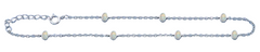 Sterling Silver Rhodium Plated White Lab Opal Anklet Length-9+1inches Extension