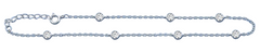 Sterling Silver Rhodium Plated Teardrop Clear CZ Anklet