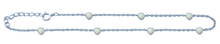 Load image into Gallery viewer, Sterling Silver Rhodium Plated White Lab Opal Heart Anklet Length-9+1inches Extension
