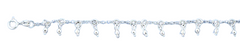 Italian Sterling Silver Polished Clear CZ Anklet Length-9+1inches Extension, Charm Height-2.3mm-Chain Thickness-2mm