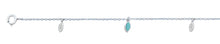 Load image into Gallery viewer, Sterling Silver Rhodium Plated Turquoise And Clear CZ Anklet
