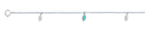 Sterling Silver Rhodium Plated Turquoise And Clear CZ Anklet