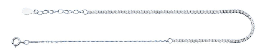 Sterling Silver Diamond Cut CZ Tennis Anklet