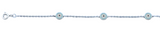 Sterling Silver Rhodium Plated Round Clear CZ Anklet Length-9+1inches Extension, Charm Height-6.5mm-Chain Thickness-1.4mm