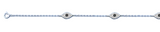 Sterling Silver Rhodium Plated Evil Eye Black And Clear CZ Anklet Length-9+1inches Extension, Charm Height-5mm-Chain Thickness-1.4mm