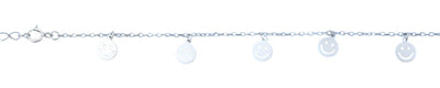 Sterling Silver Rhodium Plated Happy Face Anklet