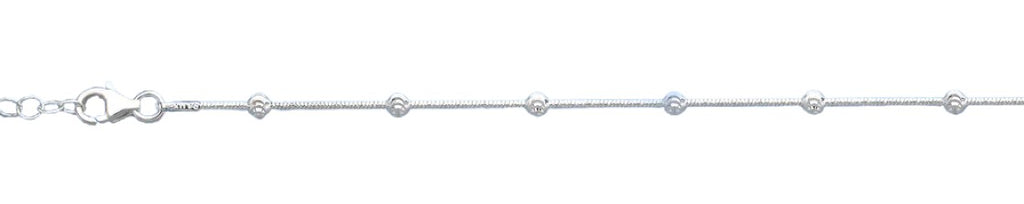 Sterling Silver 3mm Bead Anklet