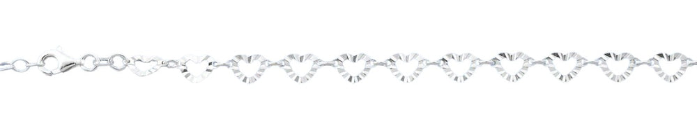 Sterling Silver Diamond Cut Hearts Anklet